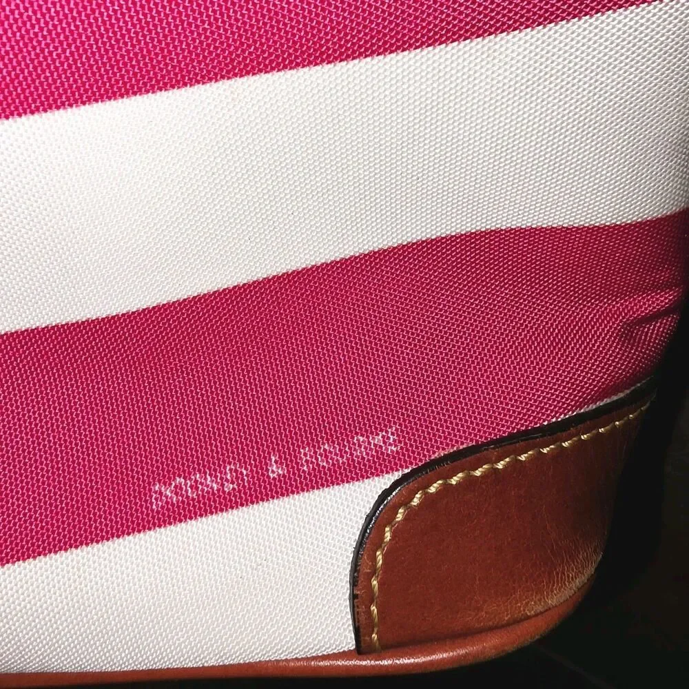 Dooney & Bourke Charleston Pink White Stripes Logo Zipper Top Shoulder Bag Purse